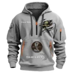Hoodie Half Zipper Exclusive Logo Gift For Motorsport Vehicle Enthusiasts CAR113 - Gray
