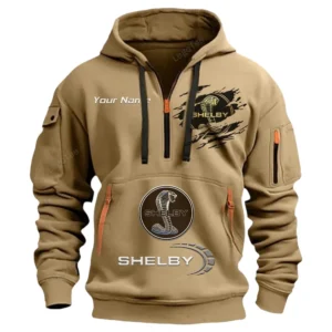 Hoodie Half Zipper Exclusive Logo Gift For Sports Coupe Enthusiasts CAR113 - Khaki