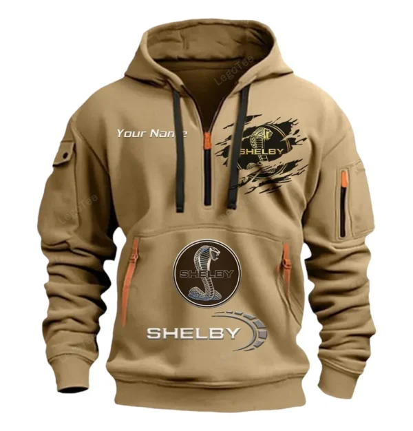Hoodie Half Zipper Exclusive Logo Gift For Sports Coupe Enthusiasts CAR113 - Khaki
