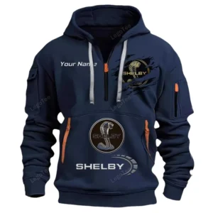 Hoodie Half Zipper Exclusive Logo Gift For Auto Racing Enthusiasts CAR113 - Navy