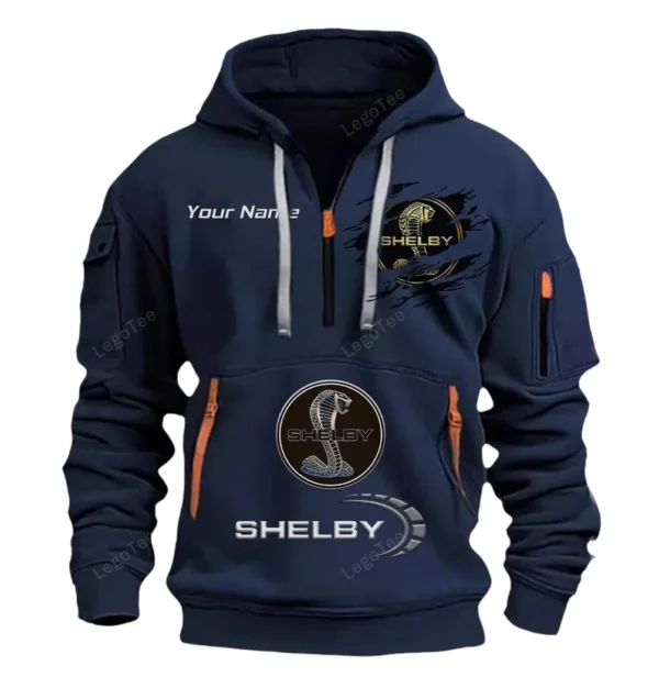 Hoodie Half Zipper Exclusive Logo Gift For Auto Racing Enthusiasts CAR113 - Navy