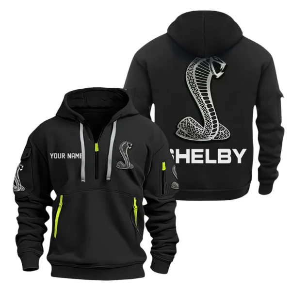 Hoodie Half Zipper Exclusive Logo Gift For Motorsport Vehicle Enthusiasts CAR200 - Black