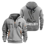 Hoodie Half Zipper Exclusive Logo Gift For Speed Machine Enthusiasts CAR200 - Gray