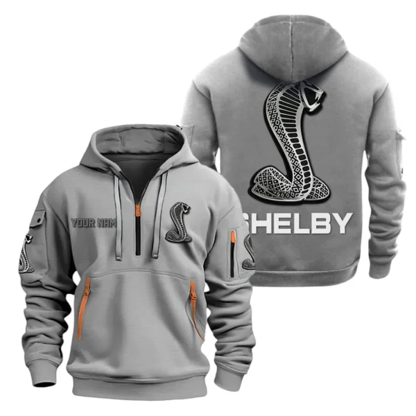 Hoodie Half Zipper Exclusive Logo Gift For Speed Machine Enthusiasts CAR200 - Gray