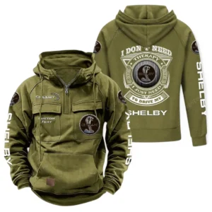 American Sports Car Tactical Quarter Zip Hoodie, Exclusive Logo Hoodie For Car Enthusiasts CAR106 - Army Green