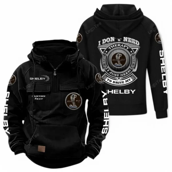 Street Racer Tactical Quarter Zip Hoodie, Exclusive Logo Hoodie For Car Enthusiasts CAR106 - Black