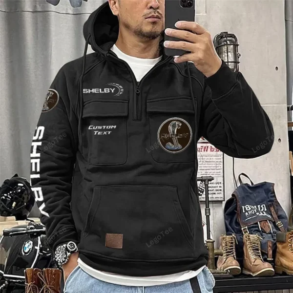 Street Racer Tactical Quarter Zip Hoodie, Exclusive Logo Hoodie For Car Enthusiasts CAR106 - Black - Image 2