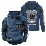 High-Horsepower Vehicle Tactical Quarter Zip Hoodie, Exclusive Logo Hoodie For Car Enthusiasts CAR106 - Dark Blue