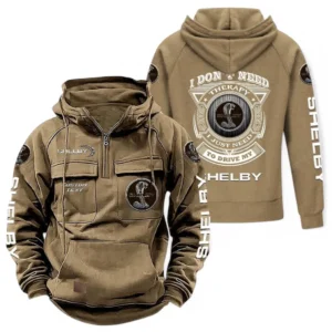 Retro-Inspired Car Tactical Quarter Zip Hoodie, Exclusive Logo Hoodie For Car Enthusiasts CAR106 - Khaki
