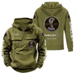 Retro-Inspired Car Tactical Quarter Zip Hoodie, Exclusive Logo Hoodie For Car Enthusiasts CAR960 - Army Green
