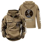 Two-Door Sports Car Tactical Quarter Zip Hoodie, Exclusive Logo Hoodie For Car Enthusiasts CAR960 - Khaki