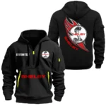 Drag Strip Icon Hoodie Half Zipper, Exclusive Logo Hoodie For Drag Strip Icon Enthusiasts CAR170 - Black