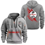 Hoodie Half Zipper Exclusive Logo Gift For Motorsport Vehicle Enthusiasts CAR170 - Gray