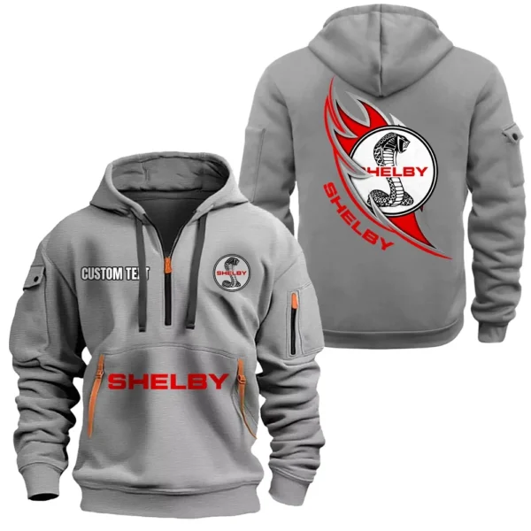 Hoodie Half Zipper Exclusive Logo Gift For Motorsport Vehicle Enthusiasts CAR170 - Gray