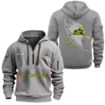 Hoodie Half Zipper Exclusive Logo Gift For Dirt Bike Enthusiasts CAR170 - Gray