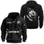 Snowmobile Hoodie Half Zipper, Exclusive Logo Hoodie For Snowmobile Enthusiasts CAR170 - Black