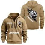 Arctic Sled Hoodie Half Zipper, All Over Print Hoodie Gift For Arctic Sled Enthusiasts CAR170 - Khaki