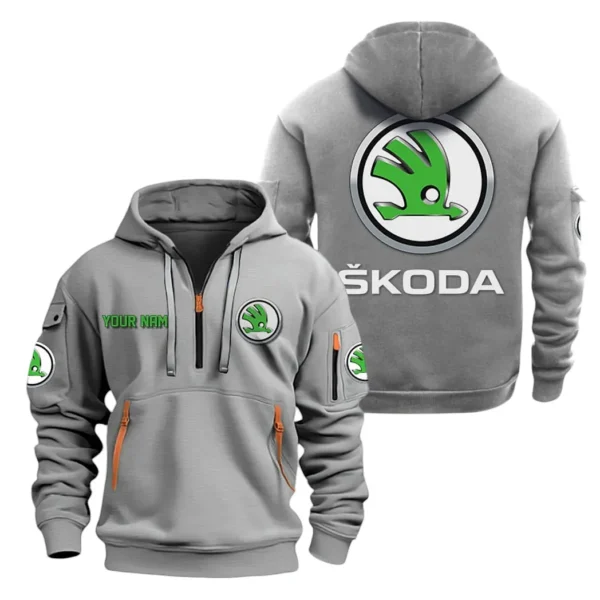 Hoodie Half Zipper Exclusive Logo Gift For Passenger Car Enthusiasts CAR200 - Gray