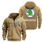 Hoodie Half Zipper Exclusive Logo Gift For City-Friendly Automobile Enthusiasts CAR200 - Khaki