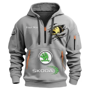 Hoodie Half Zipper Exclusive Logo Gift For Reliable Vehicle Enthusiasts CAR113 - Gray