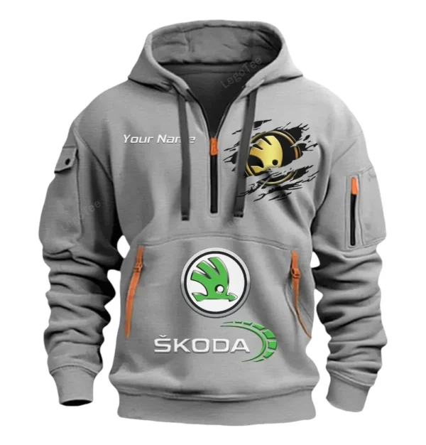 Hoodie Half Zipper Exclusive Logo Gift For Reliable Vehicle Enthusiasts CAR113 - Gray