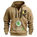 Hoodie Half Zipper Exclusive Logo Gift For Affordable Ride Enthusiasts CAR113 - Khaki