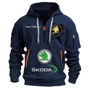 Hoodie Half Zipper Exclusive Logo Gift For Passenger Car Enthusiasts CAR113 - Navy