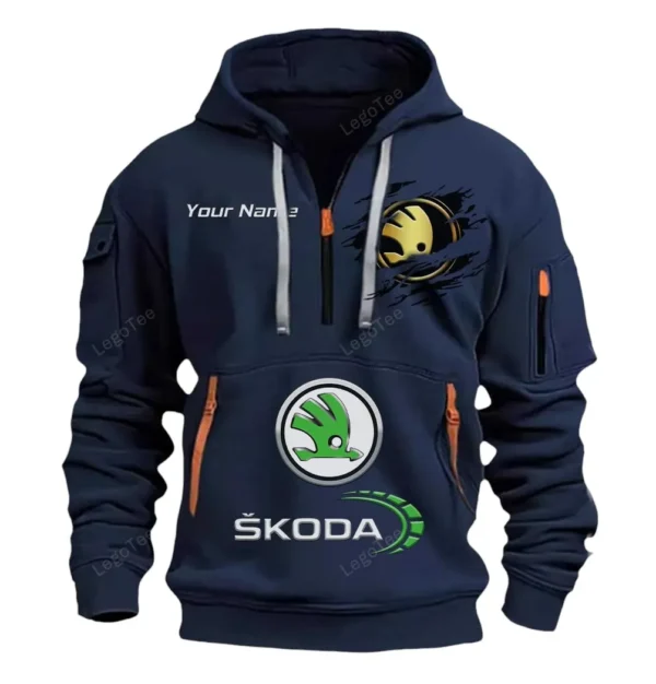 Hoodie Half Zipper Exclusive Logo Gift For Passenger Car Enthusiasts CAR113 - Navy