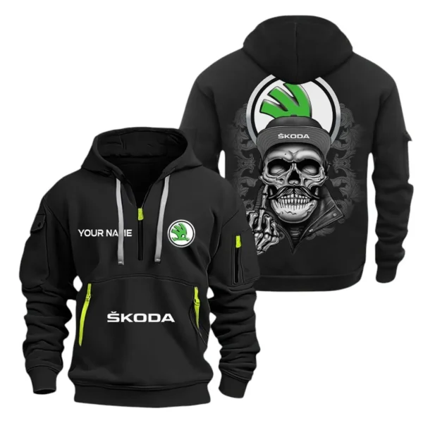 Hoodie Half Zipper Exclusive Logo Gift For Compact Hatchback Enthusiasts CAR166 - Black