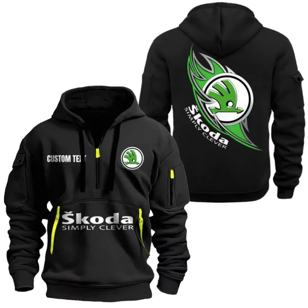 City-Friendly Automobile Hoodie Half Zipper, Exclusive Logo Hoodie For City-Friendly Automobile Enthusiasts CAR170 - Black