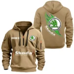 Hoodie Half Zipper Exclusive Logo Gift For European Family Car Enthusiasts CAR170 - Khaki