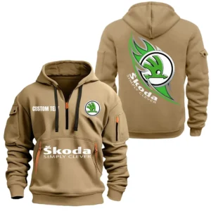 Hoodie Half Zipper Exclusive Logo Gift For European Family Car Enthusiasts CAR170 - Khaki