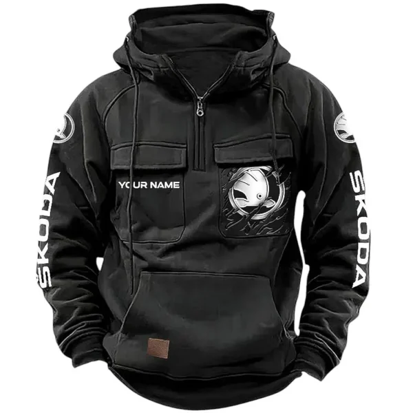 Mid-Size Sedan Tactical Quarter Zip Hoodie, Exclusive Logo Hoodie For Car Enthusiasts CAR164 - Black