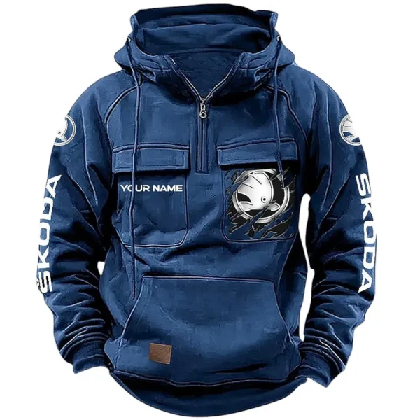 Urban Compact Auto Tactical Quarter Zip Hoodie, Exclusive Logo Hoodie For Car Enthusiasts CAR164 - Dark Blue