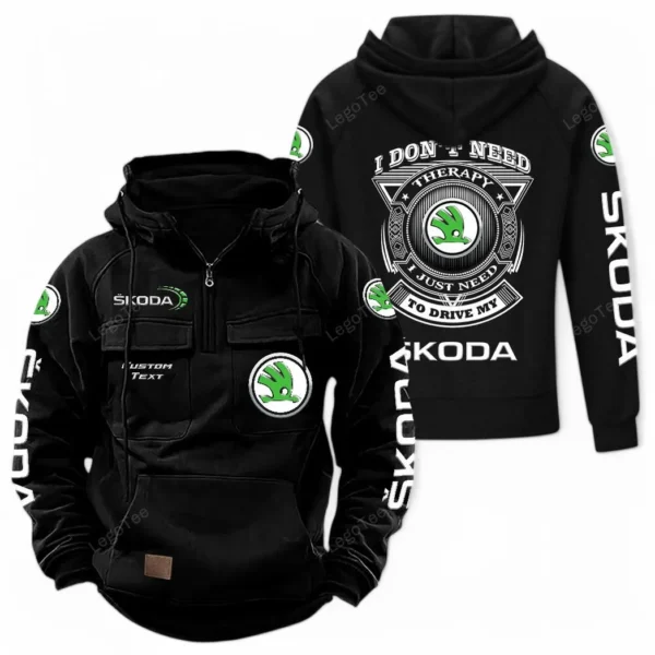 Passenger Car Tactical Quarter Zip Hoodie, Exclusive Logo Hoodie For Car Enthusiasts CAR106 - Black
