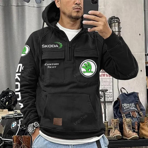Passenger Car Tactical Quarter Zip Hoodie, Exclusive Logo Hoodie For Car Enthusiasts CAR106 - Black - Image 2