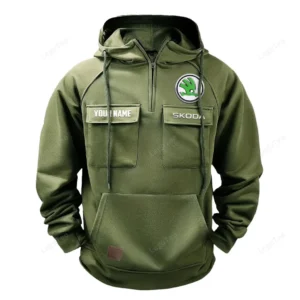 Urban Compact Auto Tactical Quarter Zip Hoodie, Exclusive Logo Hoodie For Car Enthusiasts CAR109 - Army Green