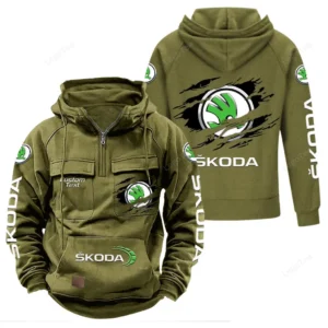 Classic Muscle Ride Tactical Quarter Zip Hoodie, Exclusive Logo Hoodie For Car Enthusiasts CAR122 - Army Green