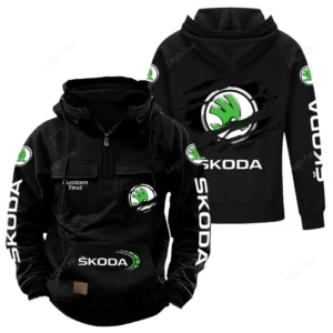 Two-Door Sports Car Tactical Quarter Zip Hoodie, Exclusive Logo Hoodie For Car Enthusiasts CAR122 - Black