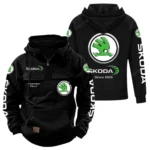 European Family Car Tactical Quarter Zip Hoodie, Exclusive Logo Hoodie For Car Enthusiasts CAR960 - Black