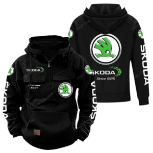 European Family Car Tactical Quarter Zip Hoodie, Exclusive Logo Hoodie For Car Enthusiasts CAR960 - Black