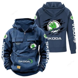 Iconic Performance Car Tactical Quarter Zip Hoodie, Exclusive Logo Hoodie For Car Enthusiasts CAR122 - Dark Blue