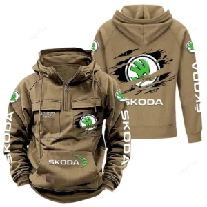 Power Coupe Tactical Quarter Zip Hoodie, Exclusive Logo Hoodie For Car Enthusiasts CAR122 - Khaki