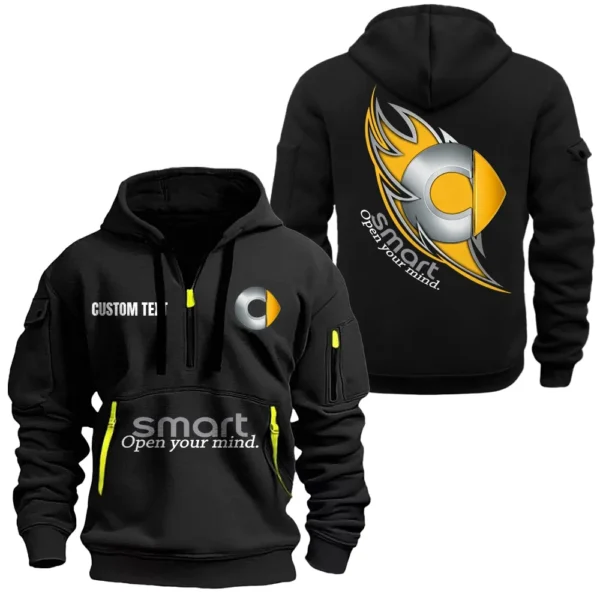 Eco-Friendly Car Hoodie Half Zipper, Exclusive Logo Hoodie For Eco-Friendly Car Enthusiasts CAR170 - Black