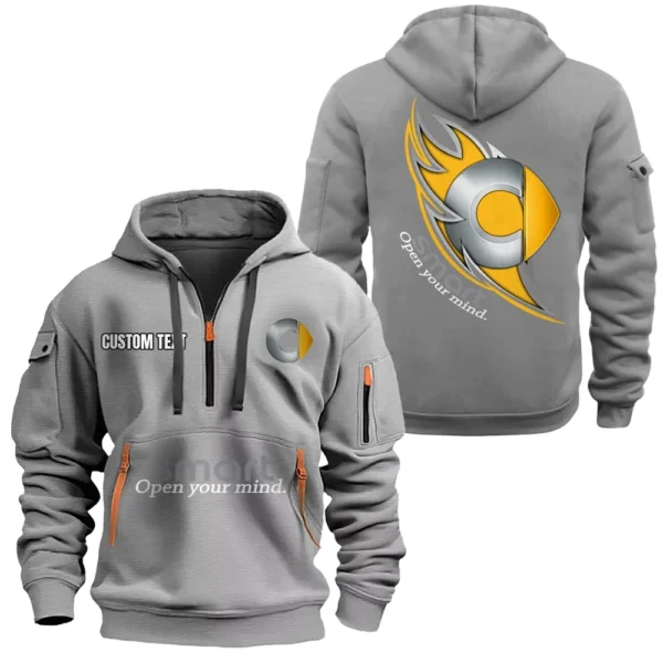 Hoodie Half Zipper Exclusive Logo Gift For Lightweight Auto Enthusiasts CAR170 - Gray