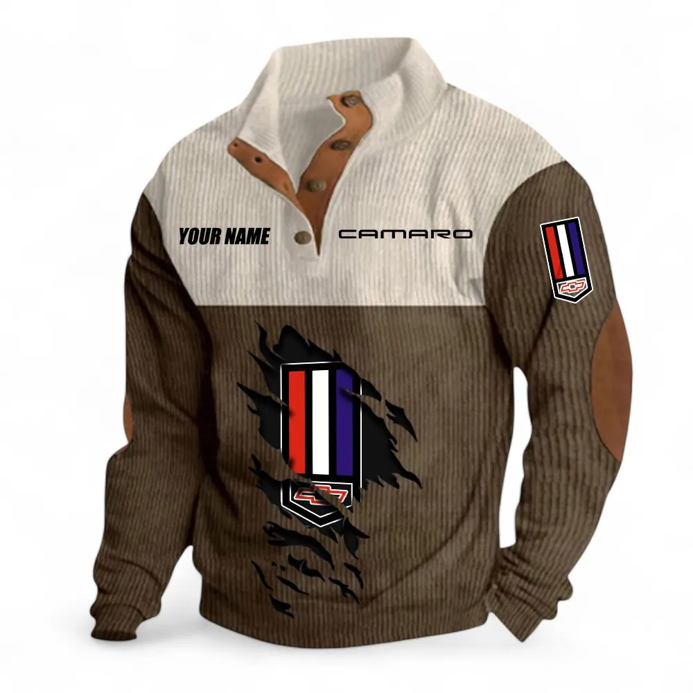 Speed Machine Men's Stand Up Collar Base Shirt, Exclusive Logo Hoodie For Car Enthusiasts CAR402 - Brown