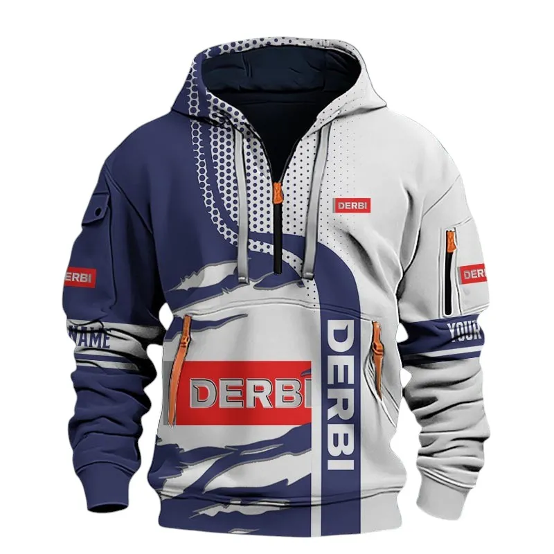 Speedy Commuter Hoodie Half Zip 3D, Rugged & Sporty Hoodie For Car Lovers CAR398 - Blue