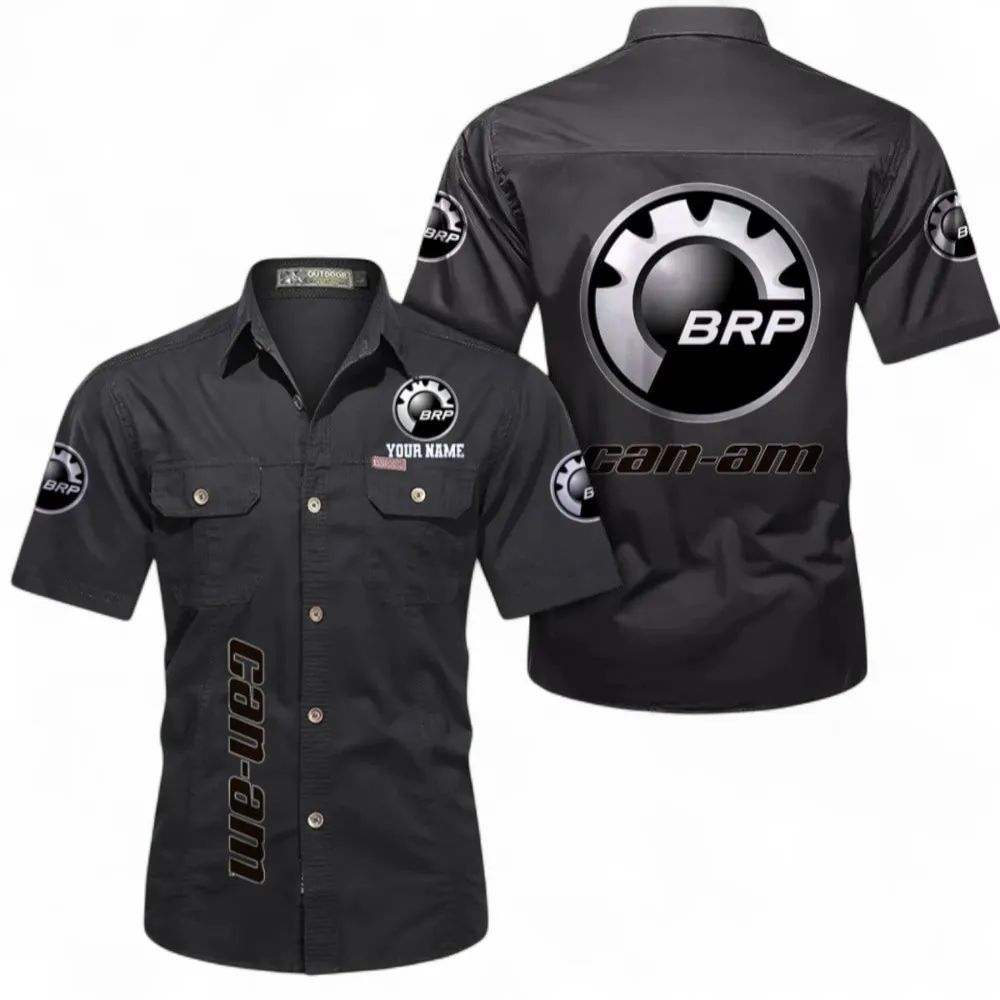 Sport ATV Men's Cotton Casual Short Sleeve Shirt, Custom Name CAR392 - Black