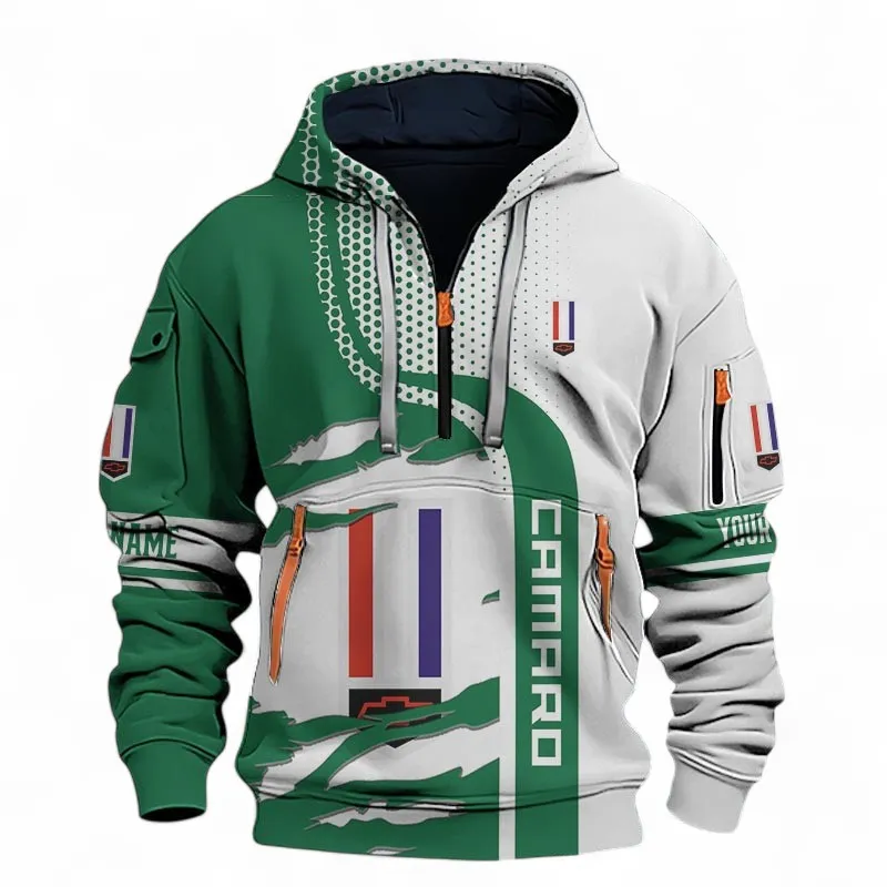 Sport Coupe Hoodie Half Zip 3D, Rugged Casual Fit Hoodie For Car Lovers CAR396 - Green