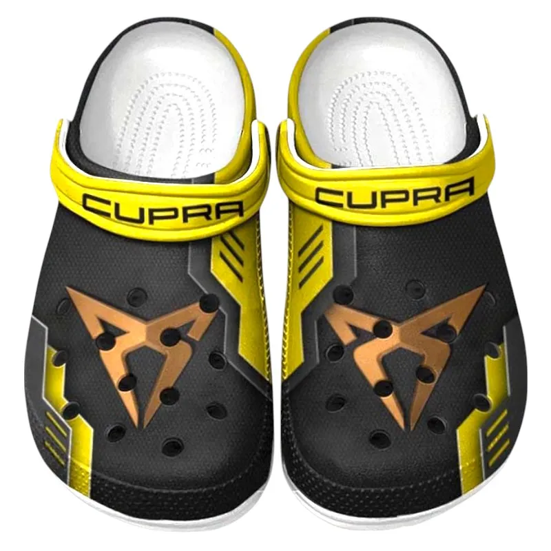 Sport Crossover Culture Clog, Stylish All Over Print Lightweight Shoes for Auto Fans and Streetwear Style CAR185 - Yellow